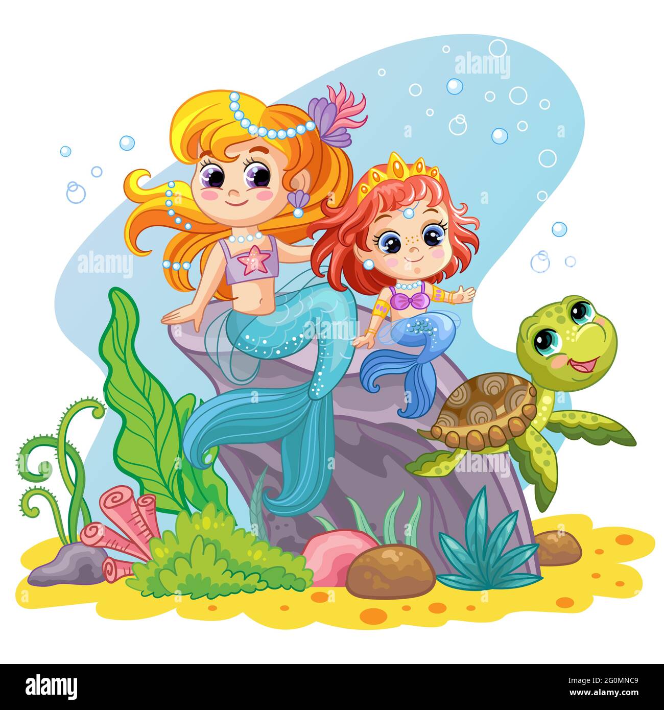 Two mermaids underwater Cut Out Stock Images & Pictures - Alamy