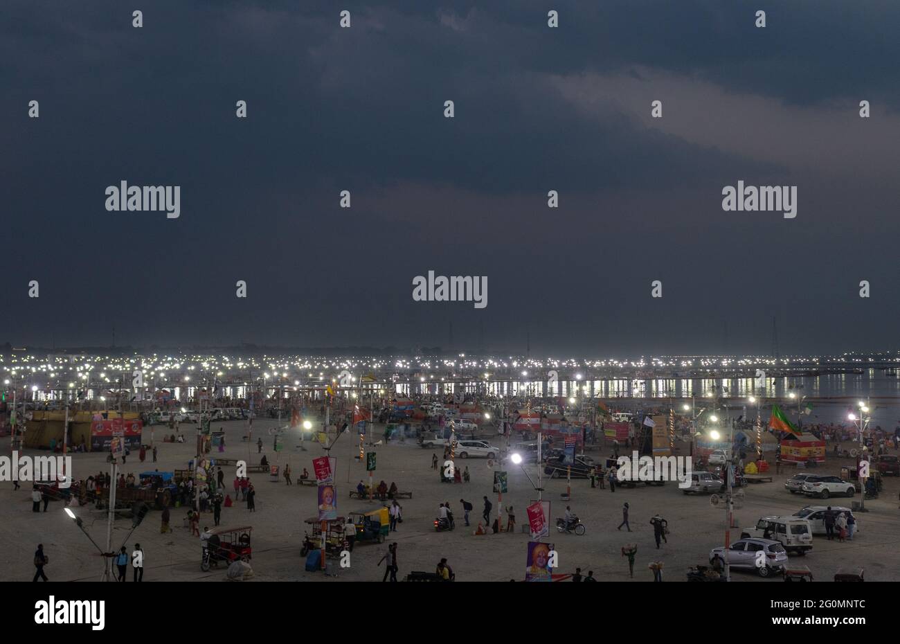 kumbh mela aroma and ganga rivier view image is taken at prayagraj uttar pradesh india on Feb 28 2019. It is showing the faith of people in god. It is Stock Photo