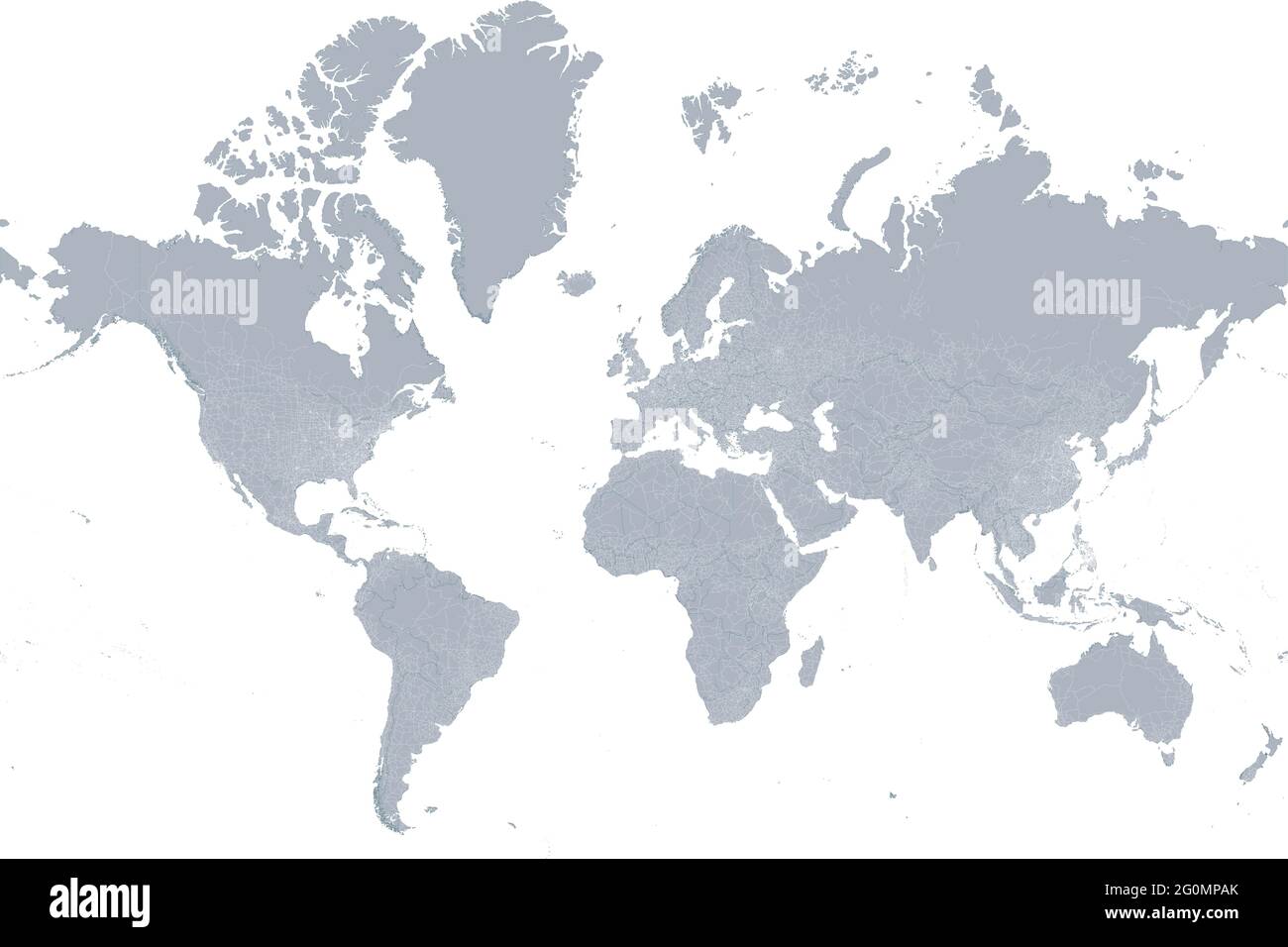 Map of the world, roads and states. State borders and main roads in the world. Map of land transport, connecting routes between the various countries Stock Vector