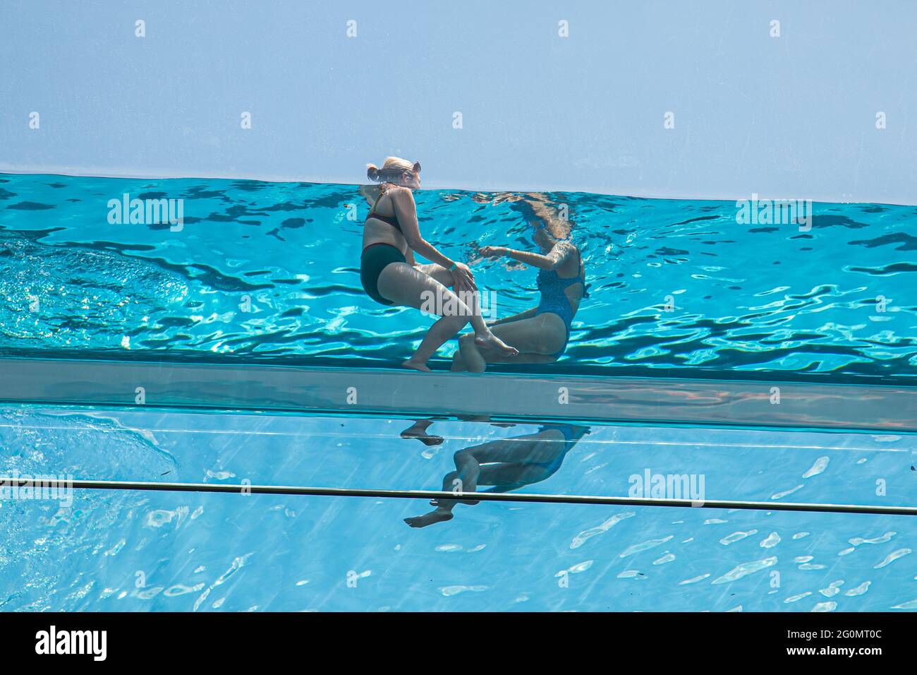 London 2 June 21 Swimmers Cool Off At The Transparent Skypool At Embassy Gardens In London On Another Hot Day In The Capital During A Mini Heatwave With Temperatures Exceeding 25c