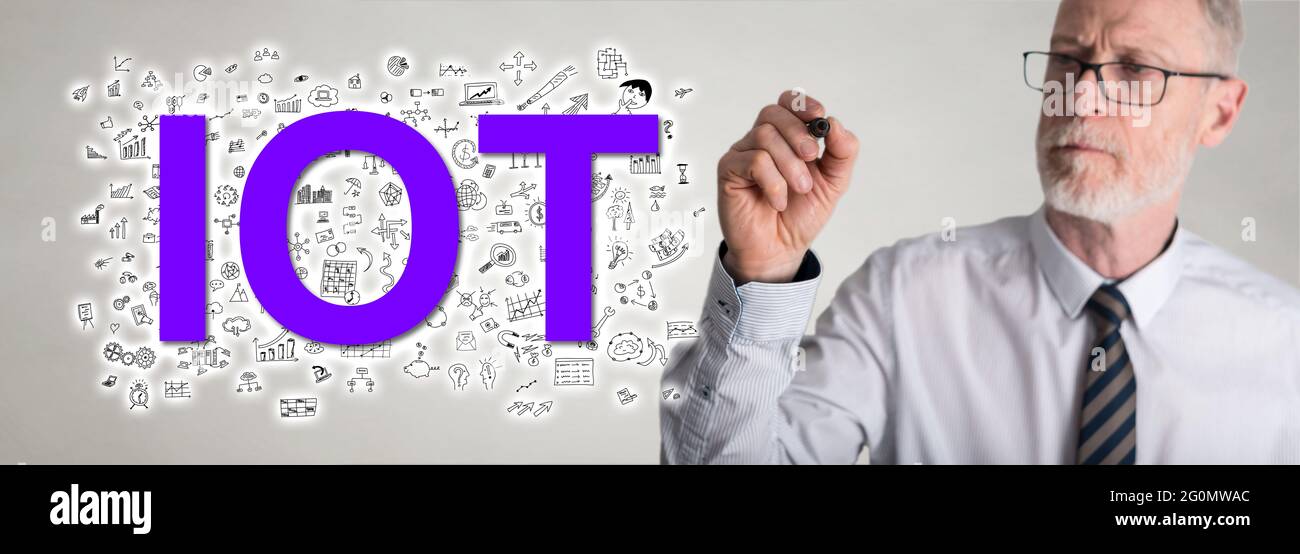 Iot concept drawn by a businessman Stock Photo