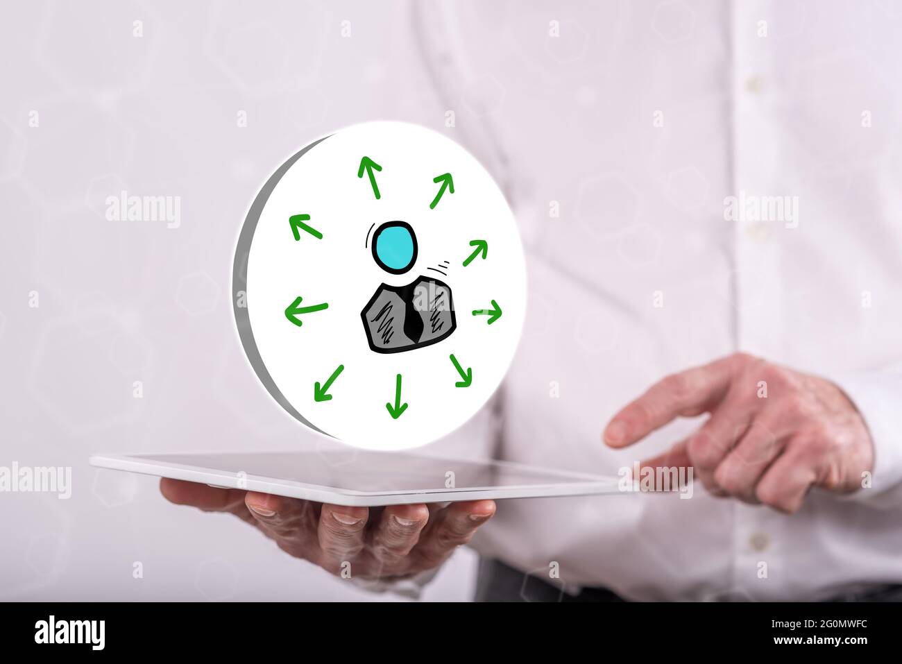 Choice concept above a tablet held by a man in background Stock Photo