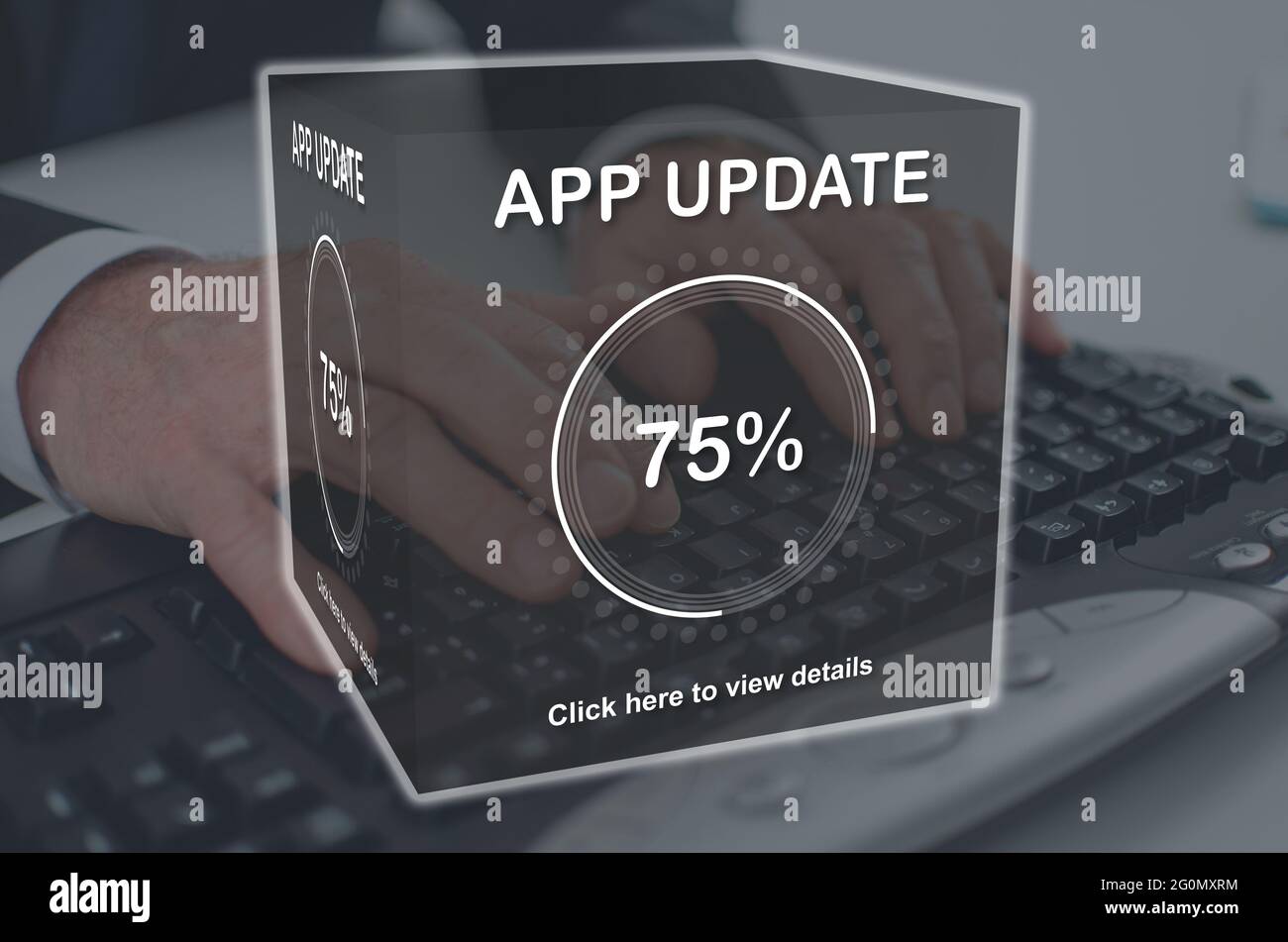 Application update concept illustrated by a picture on background Stock ...