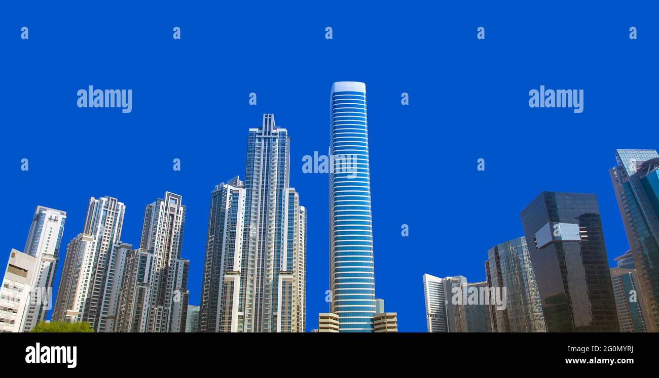 modern office buildings on clear blue sky background Stock Photo - Alamy