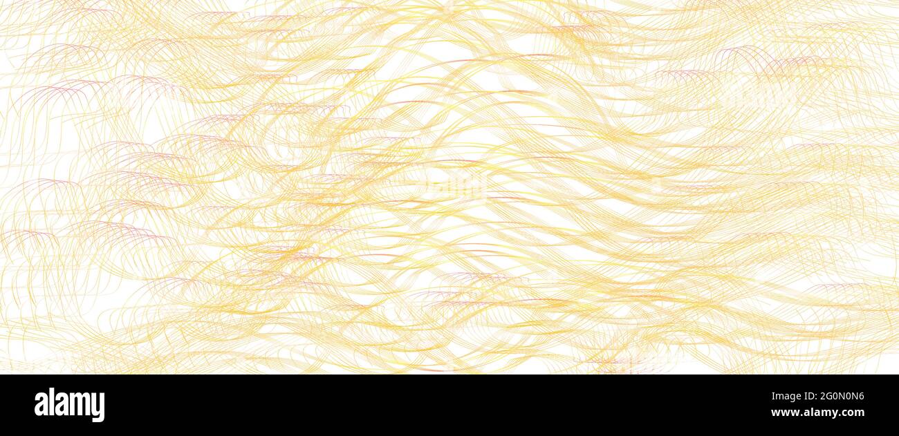 Gold, yellow, orange, red thin squiggly curves. Wavy tangled lines. Abstract vector background with textured pattern. Design for banner, landing page Stock Vector