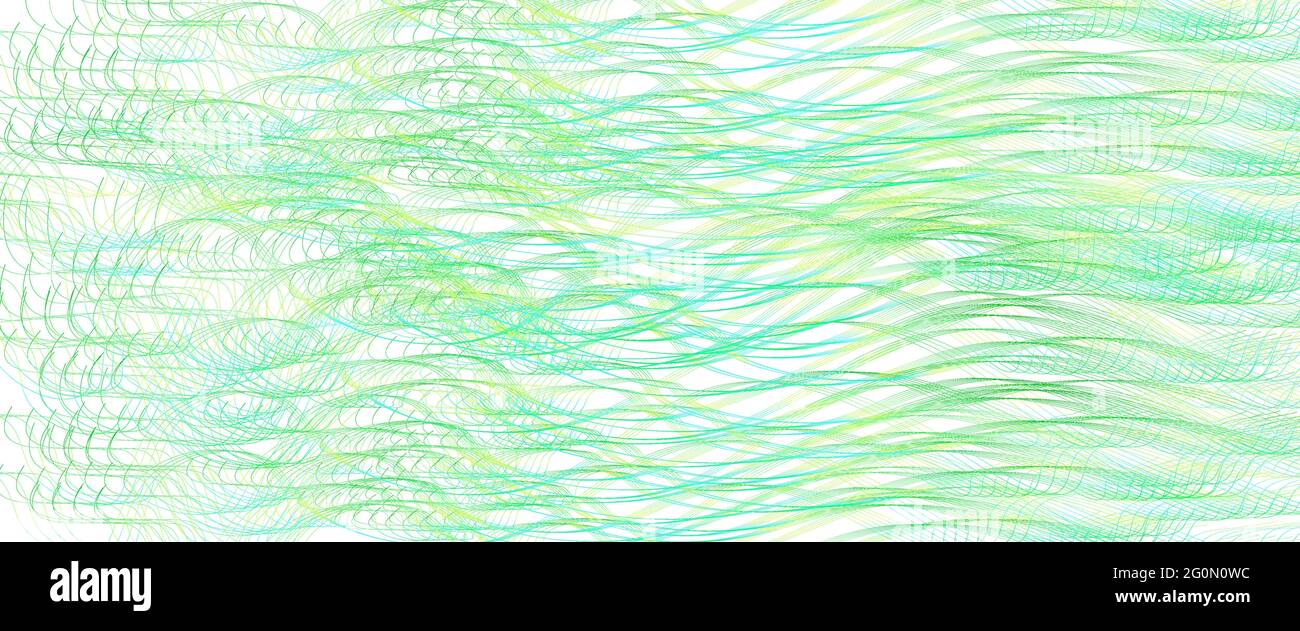 Light green thin wavy lines. Tangled squiggle curves. Abstract vector background. Textured pattern. Template design for banner, landing page, cheque Stock Vector