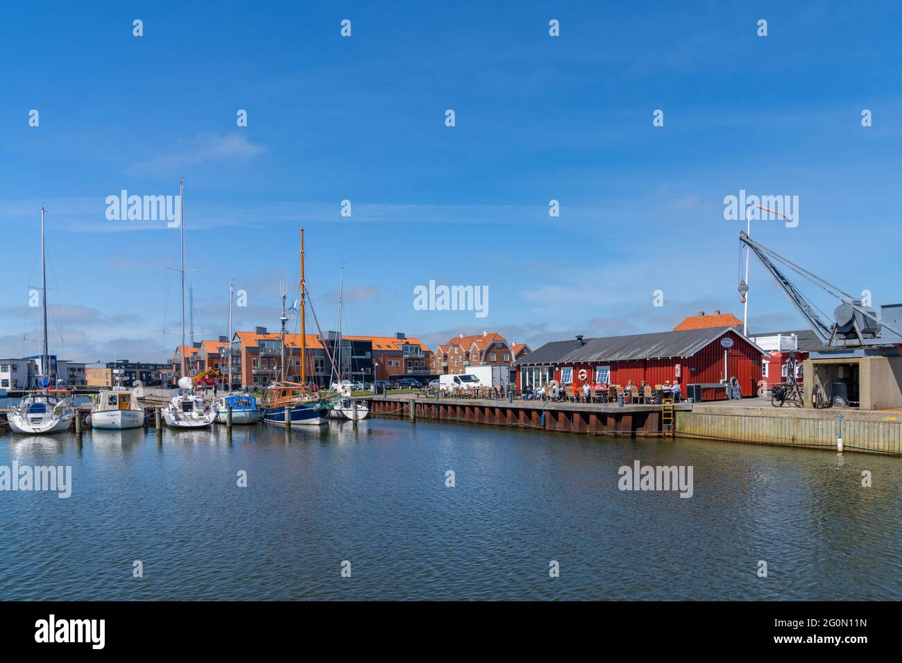 Ringkobing, Denmark - 31 May, 2021: the marina and port restaurant in Ringkobing in central Denmark Stock Photo