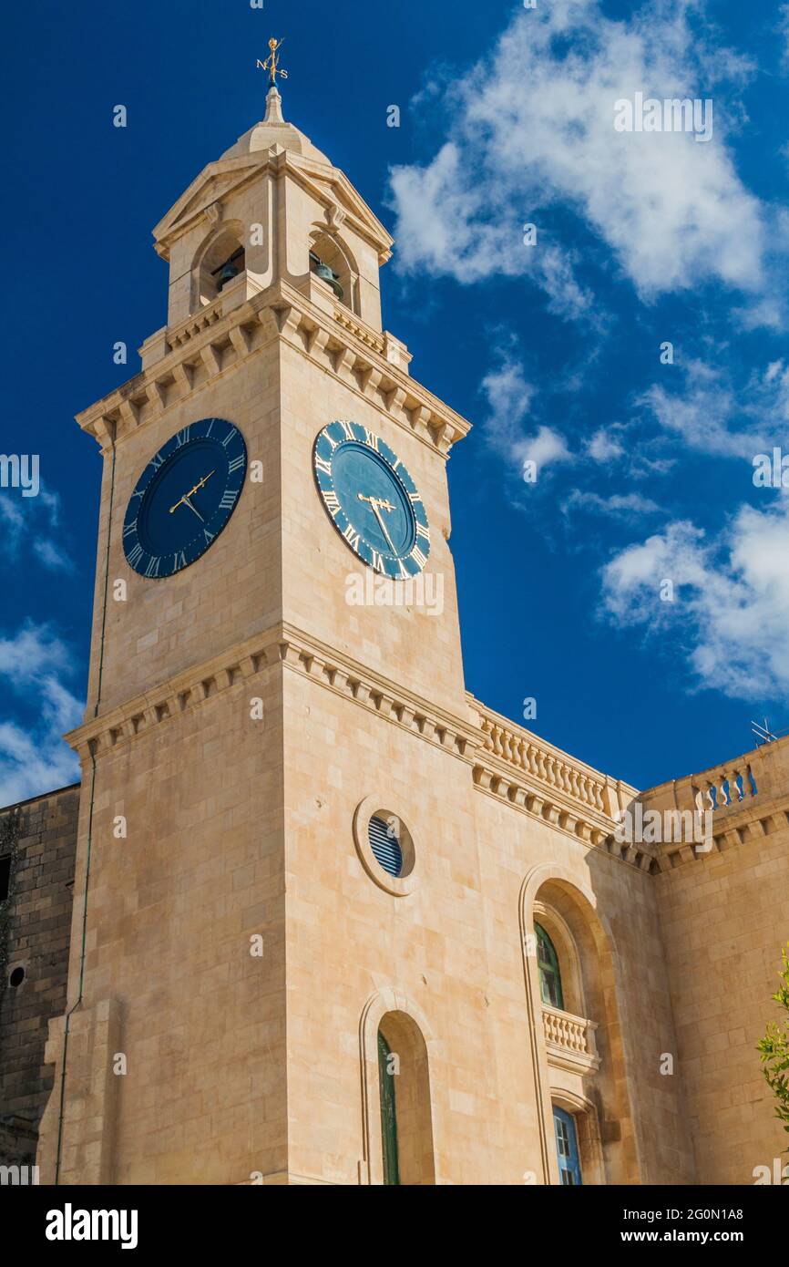 Clock tower in Birgu town, Malta Stock Photo Alamy