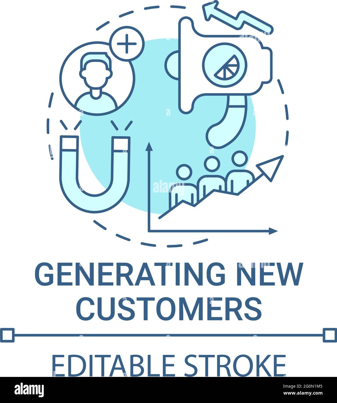 Generating new customers concept icon Stock Vector