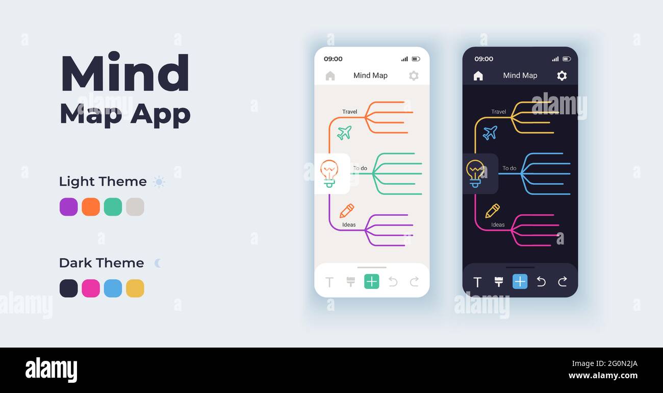 Brainstorming tool cartoon smartphone interface vector templates set ...