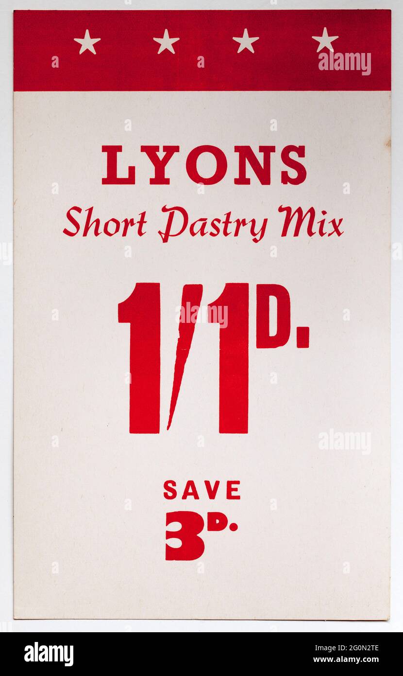 1970s Shop Price Display Labels Stock Photo