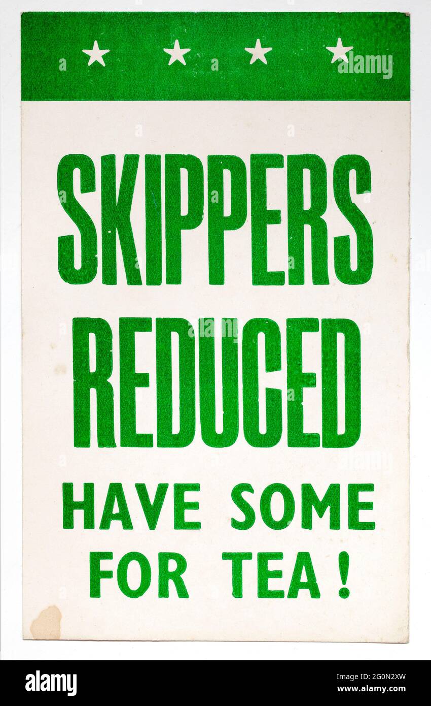 1970s Shop Price Display Label - Skippers Reduced Stock Photo