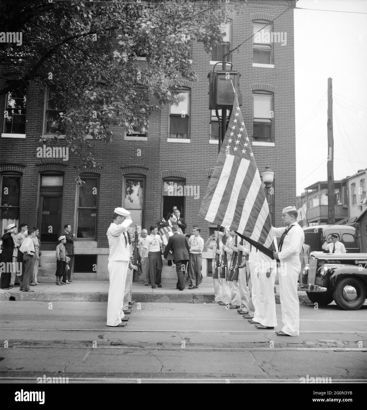 Funeral of Merchant Seaman, Baltimore, Maryland, USA, Jack Delano, U.S. Office of War Information, June 1943 Stock Photo