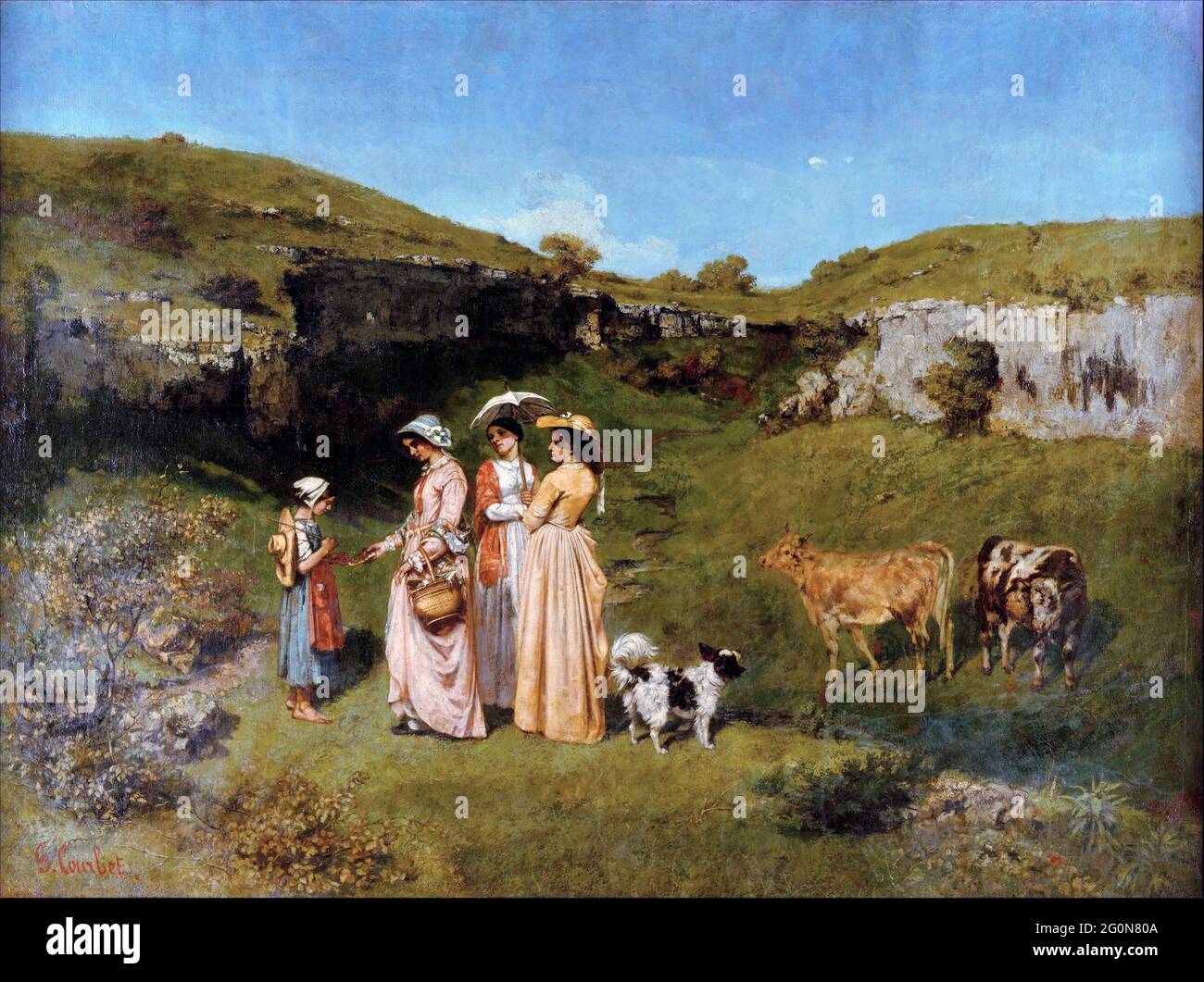 Young Ladies of the Village by Gustave Courbet (1819-1877), oil on canvas, c. 1851/2 Stock Photo