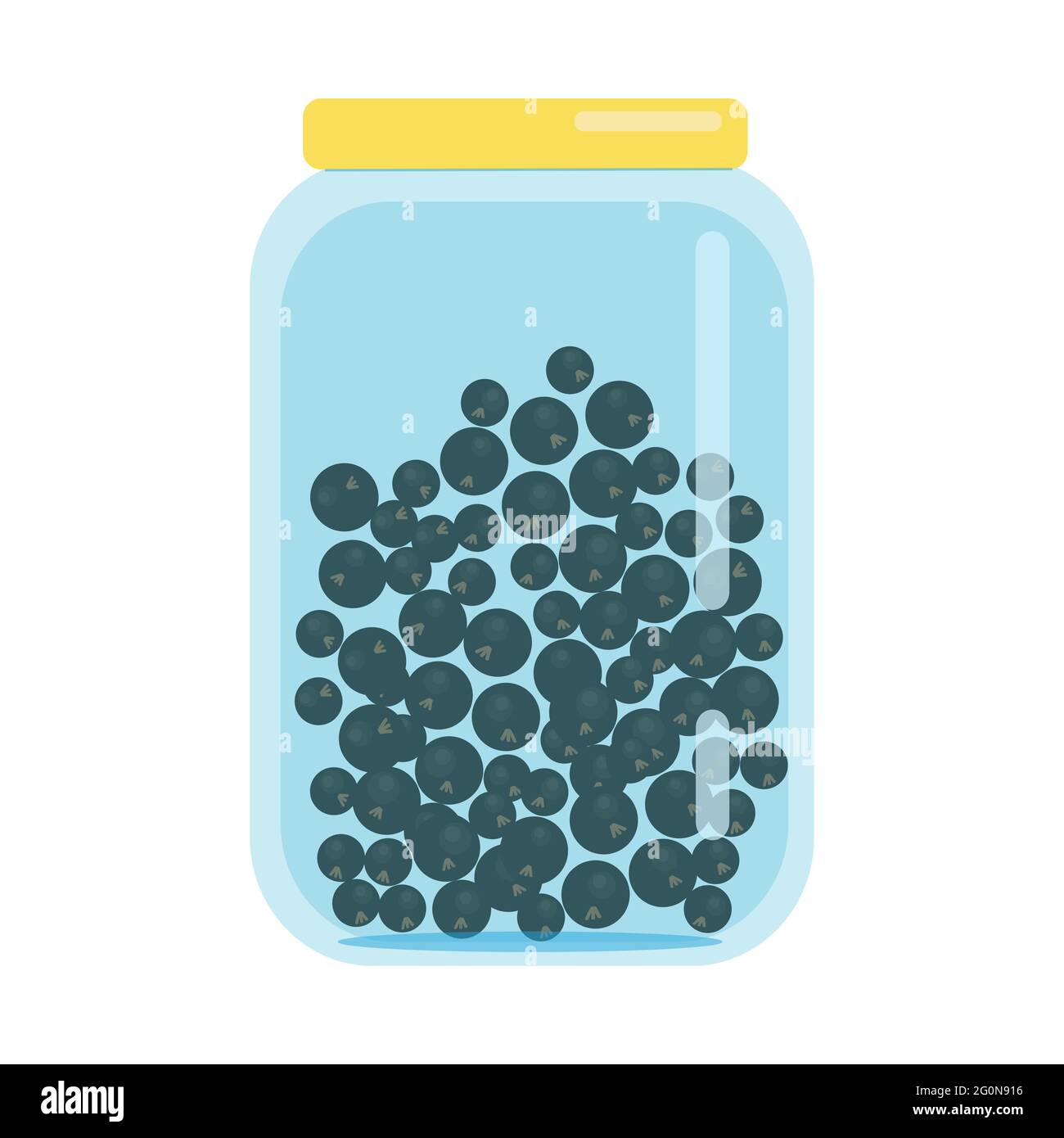 Glass jar closed with a lid filled with black currants, blanks of dried fruits, vector illustration in flat style, isolate, cartoon Stock Vector