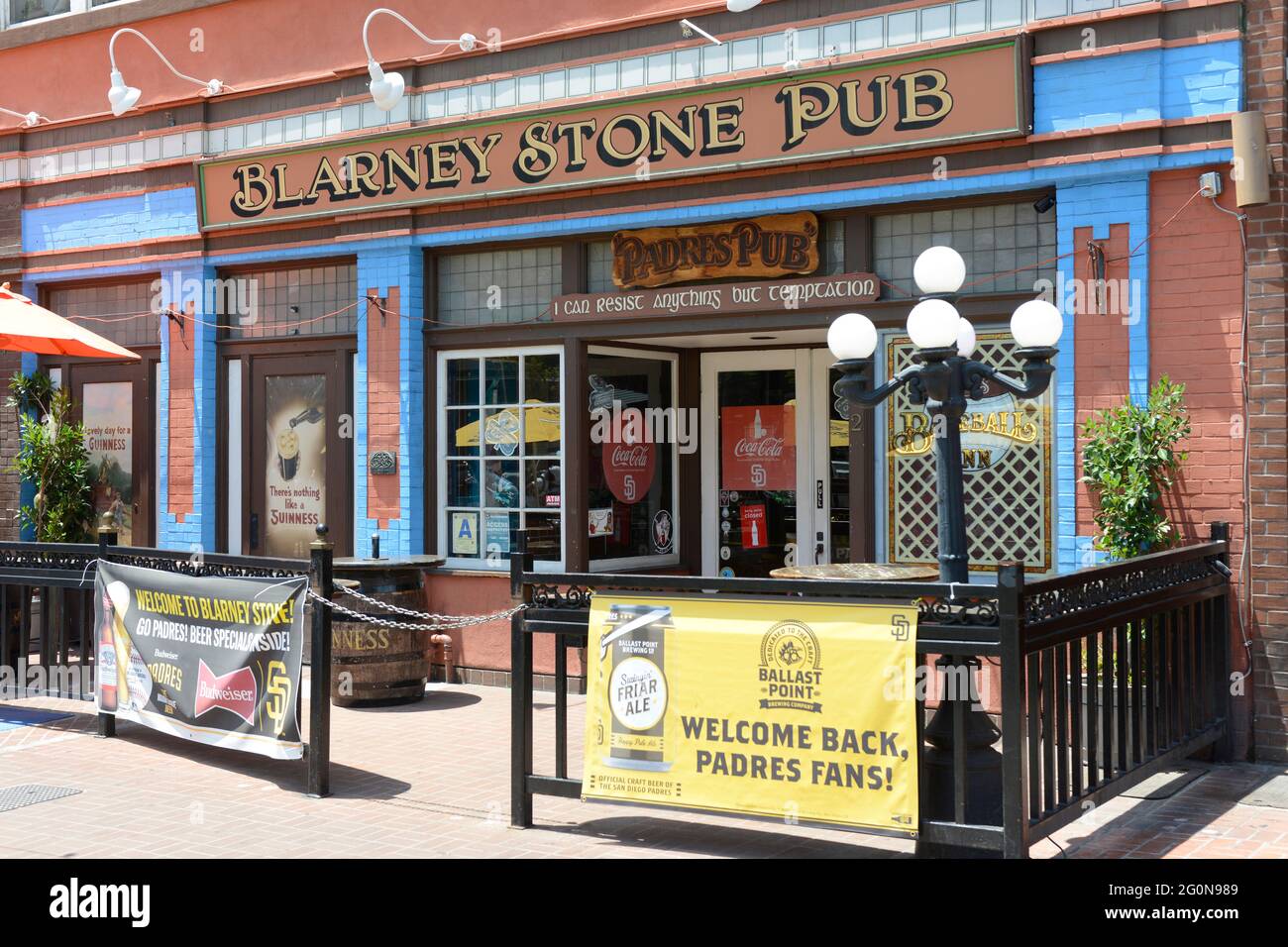 Outside the Blarney Stone Irish pub on Fifth Ave in the Gaslamp Quarter of San Diego, CA Stock Photo