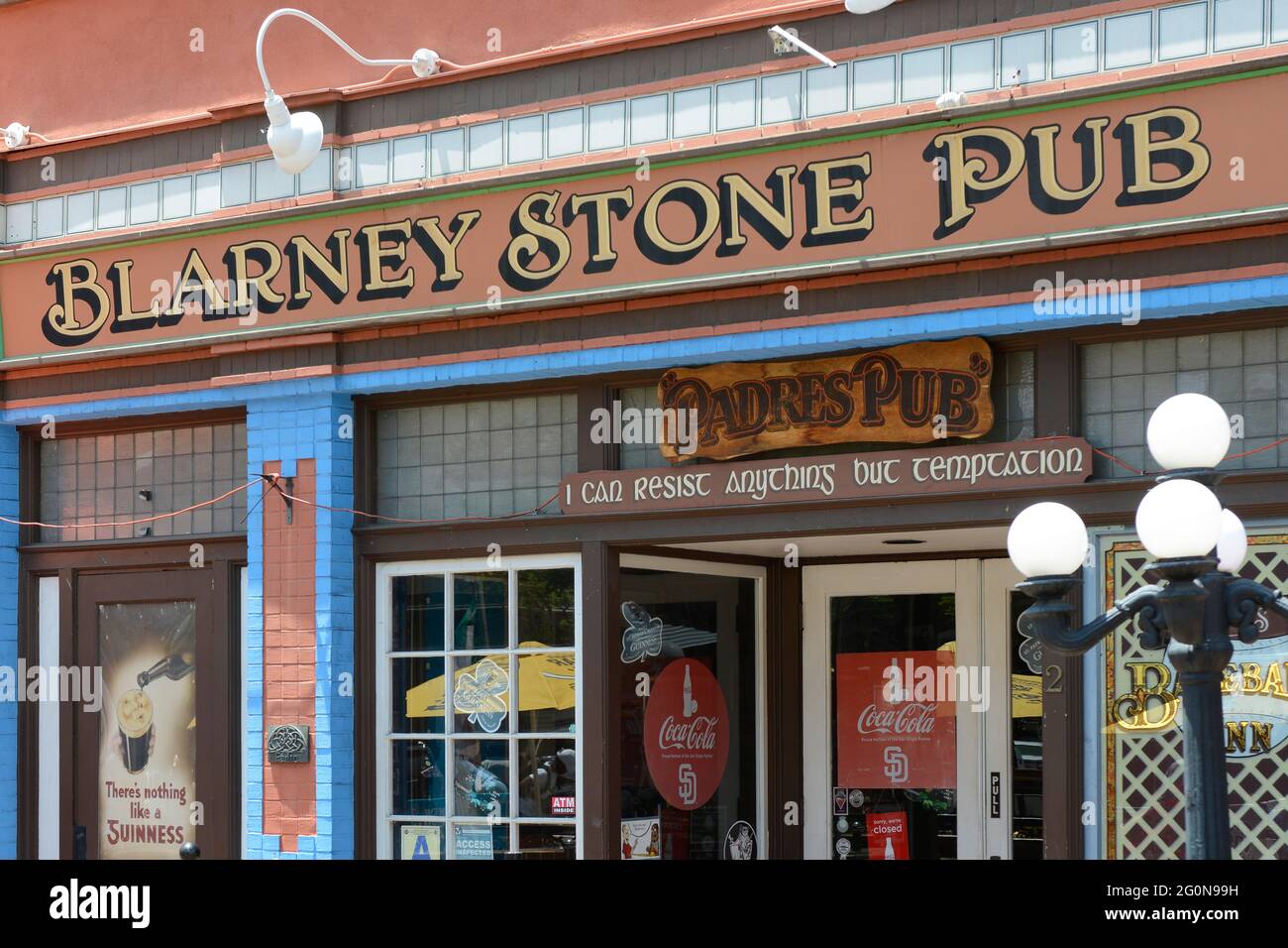 Outside the Blarney Stone Irish pub on Fifth Ave in the Gaslamp Quarter of San Diego, CA Stock Photo