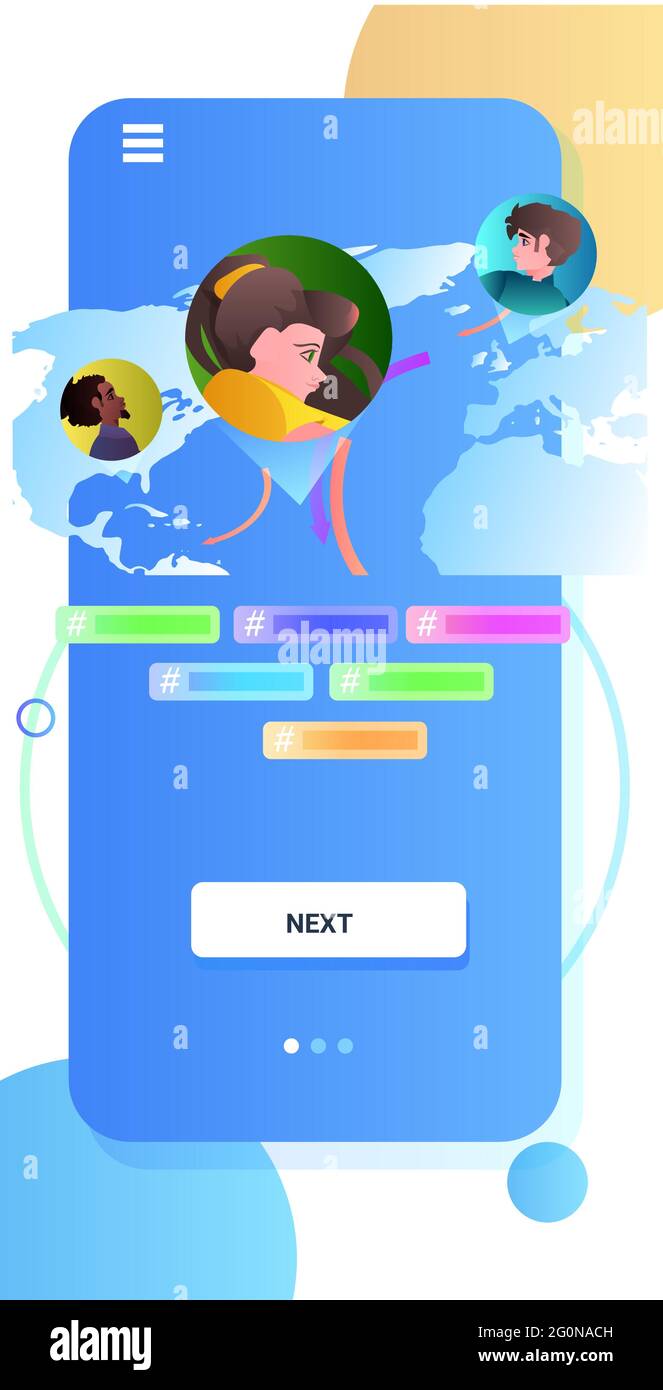 mix race friends chatting in mobile app social media network online