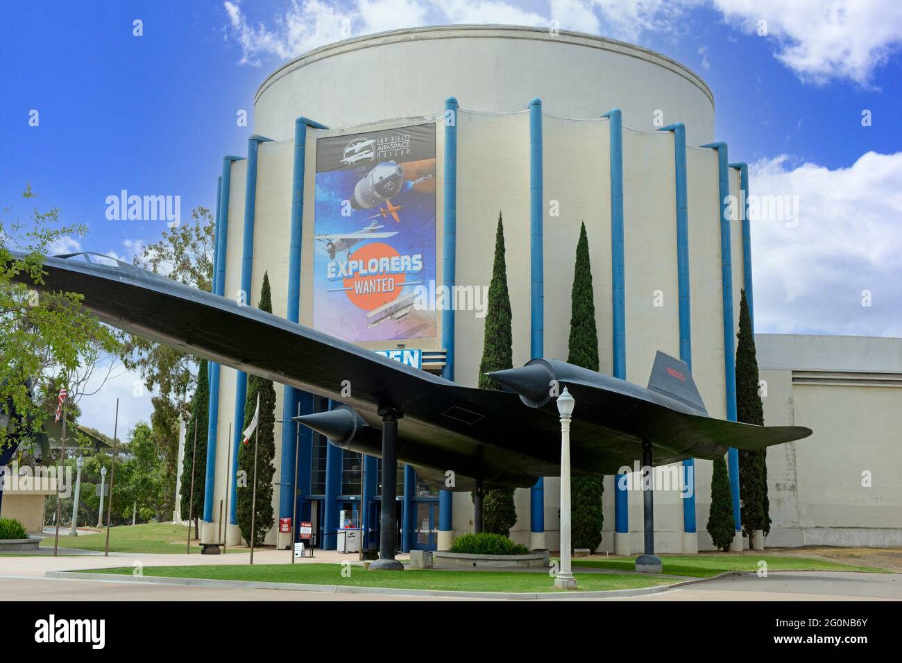 Outside the San Diego Air and Space Museum in Balboa Park,  a Lockheed A12 Oxcart reconn plane. Stock Photo