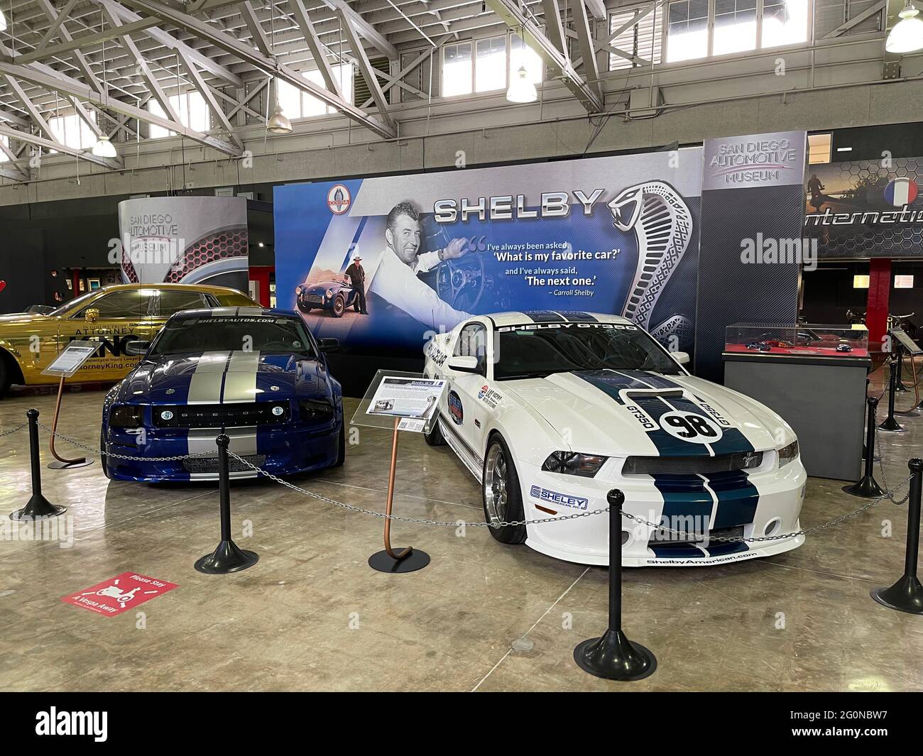 Carol Shelby Mustang exhibition inside the San Diego Automotive Museum