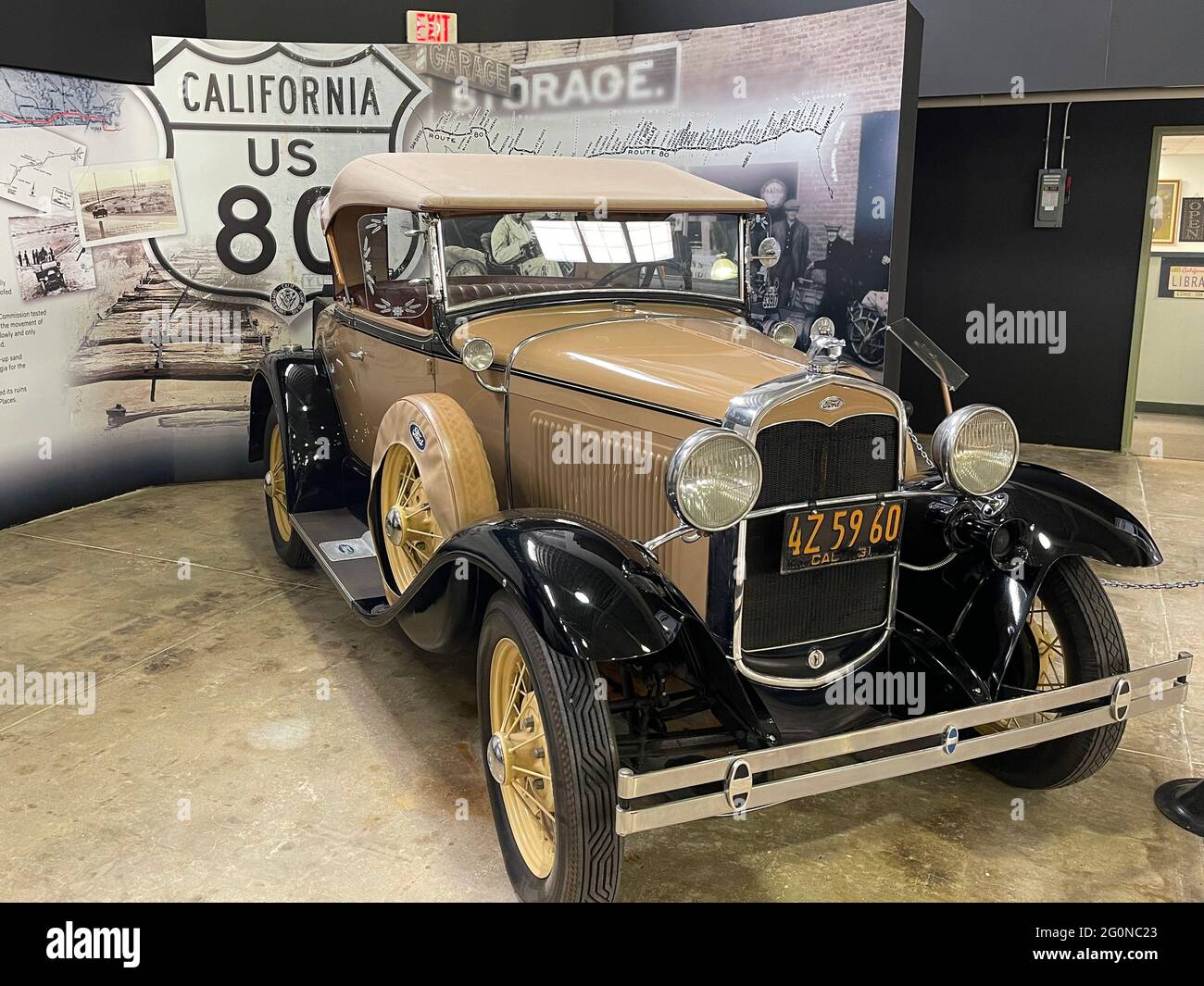 Ford Model A convertible in front of the US80 exhibition inside the San