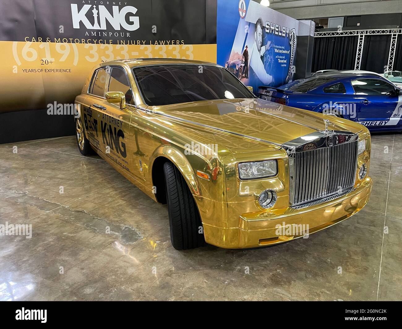 Gold plated Rolls Royce exhibit inside the San Diego Automotive Museum,  Balboa Park, CA Stock Photo - Alamy