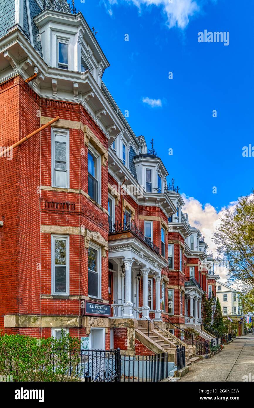 Colon C. Baker Row Houses, 412-428 Broadway, Federal Hill. Part of the Broadway-Armory Historic District. Stock Photo