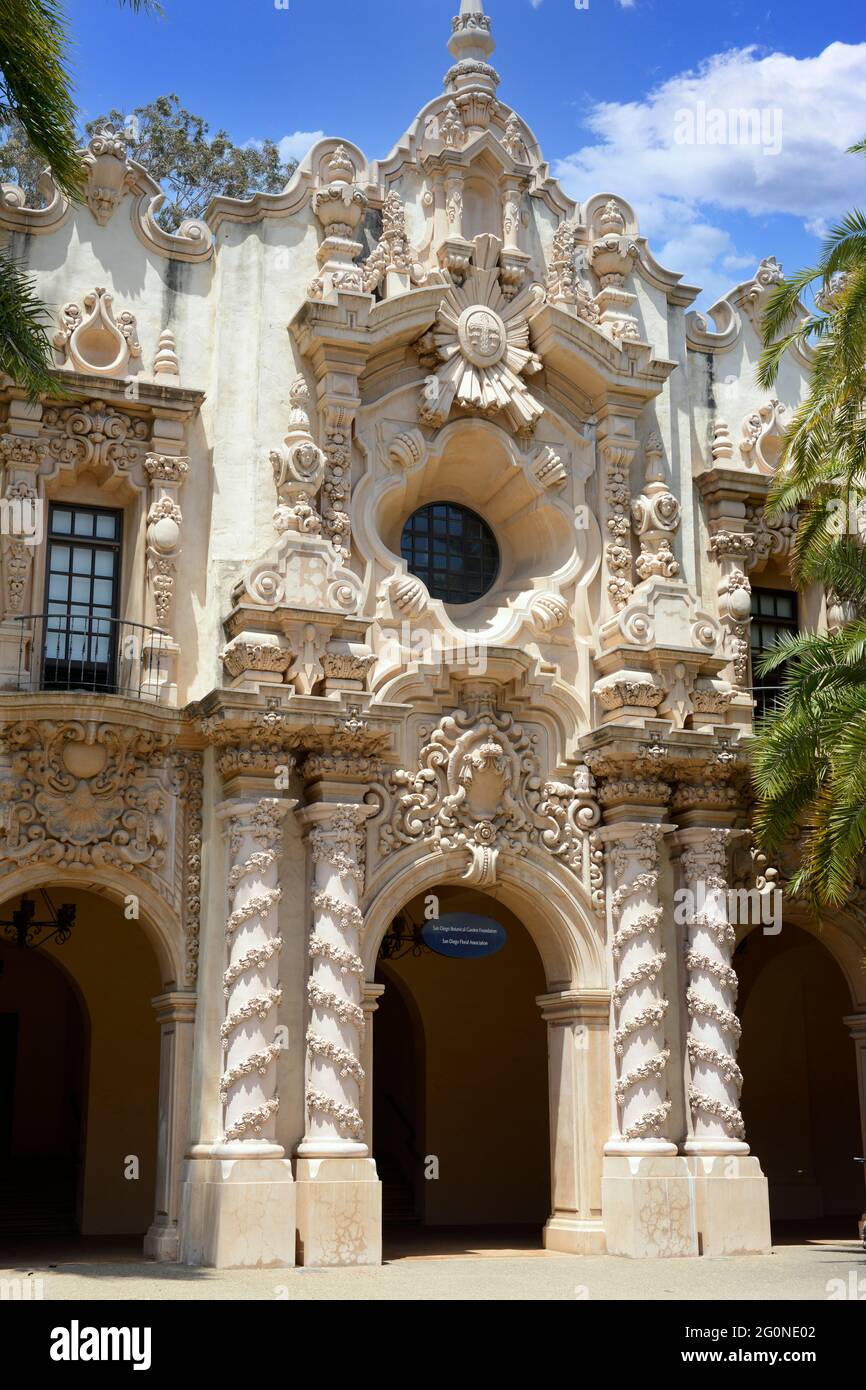Looking at the spanish style architecture of the Botanical garden