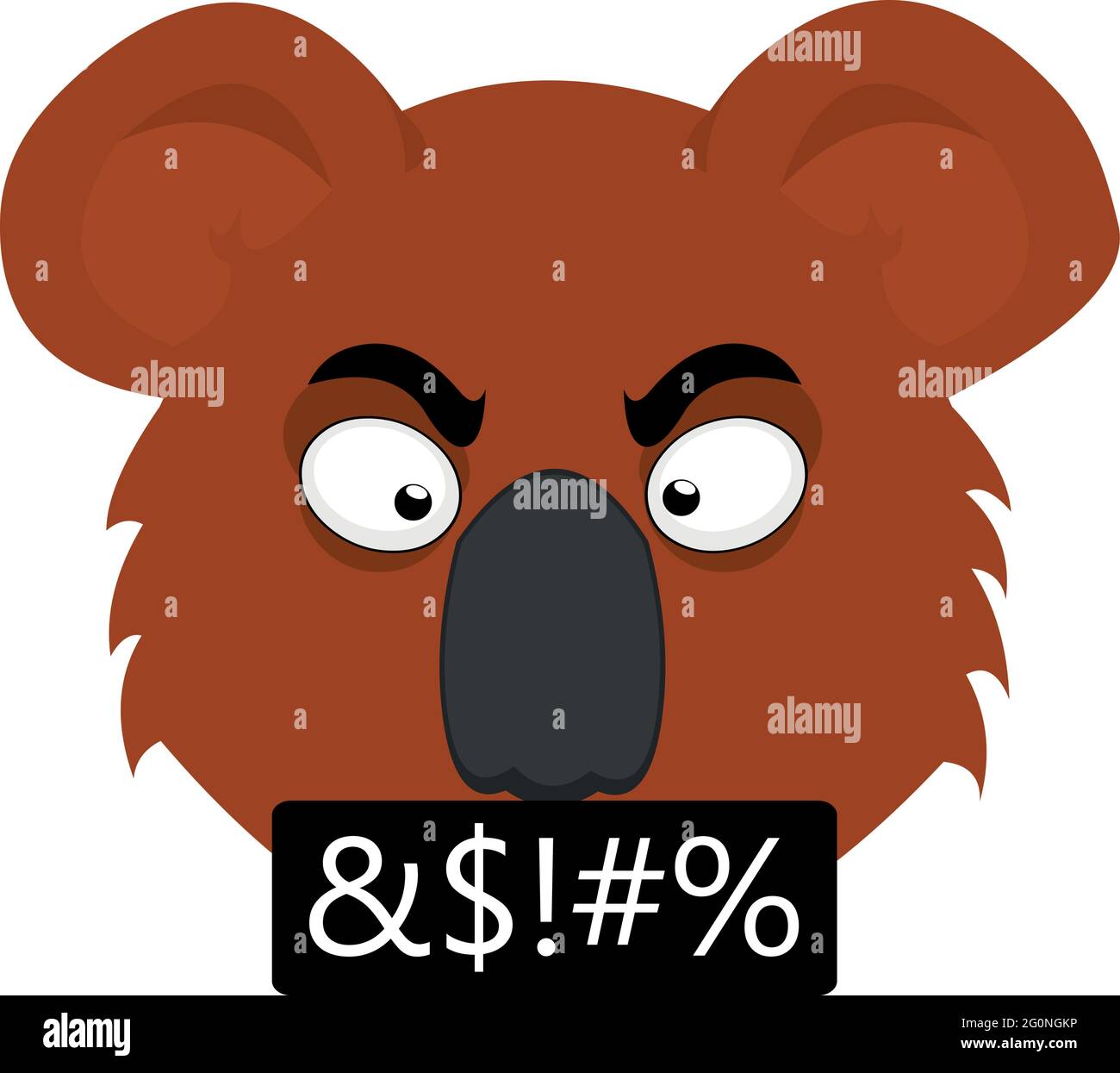Vector emoticon illustration of the face of an angry and insulting cartoon koala Stock Vector