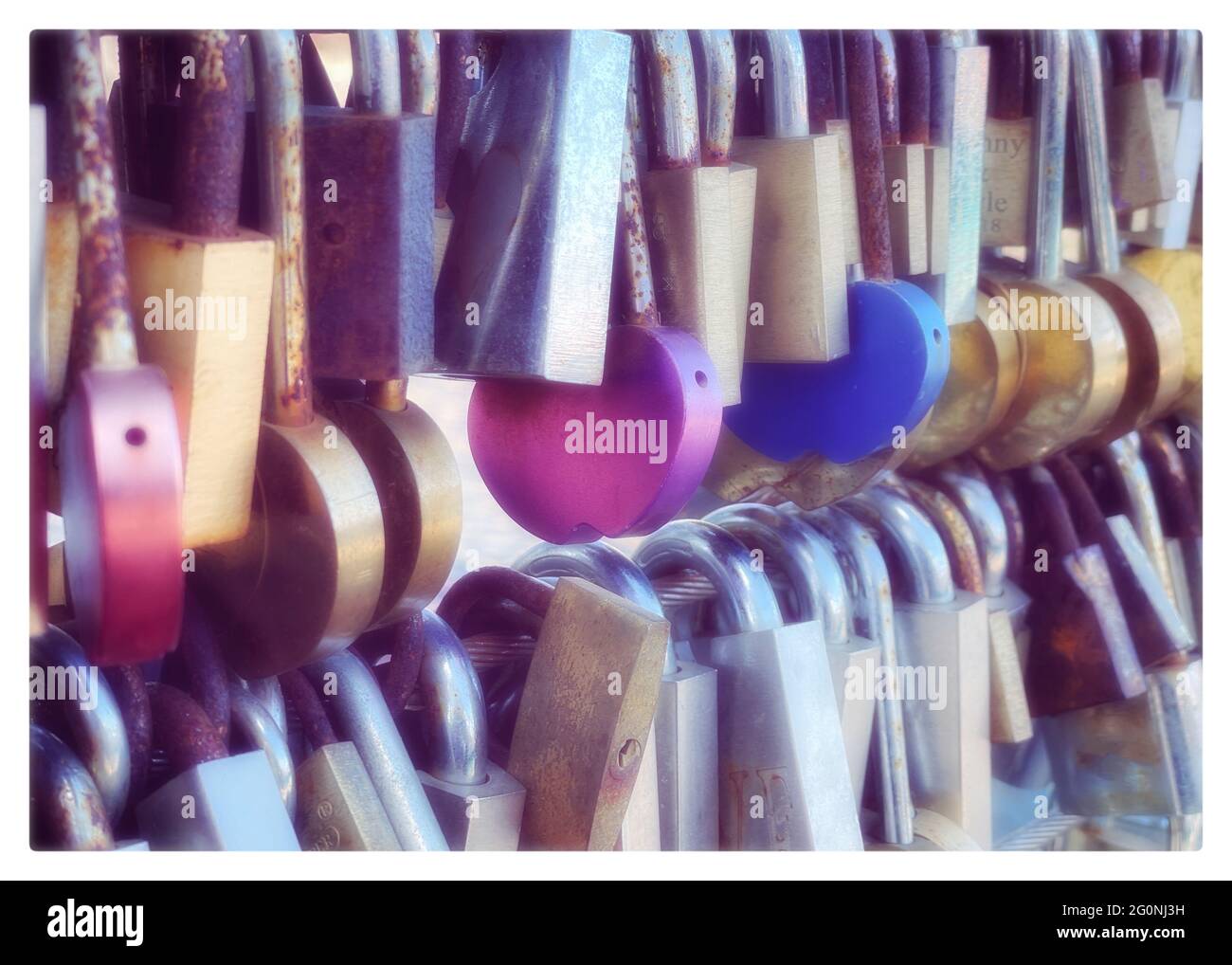 The Love Lock Bridge in Bakewell. Lock locks started to appear on the