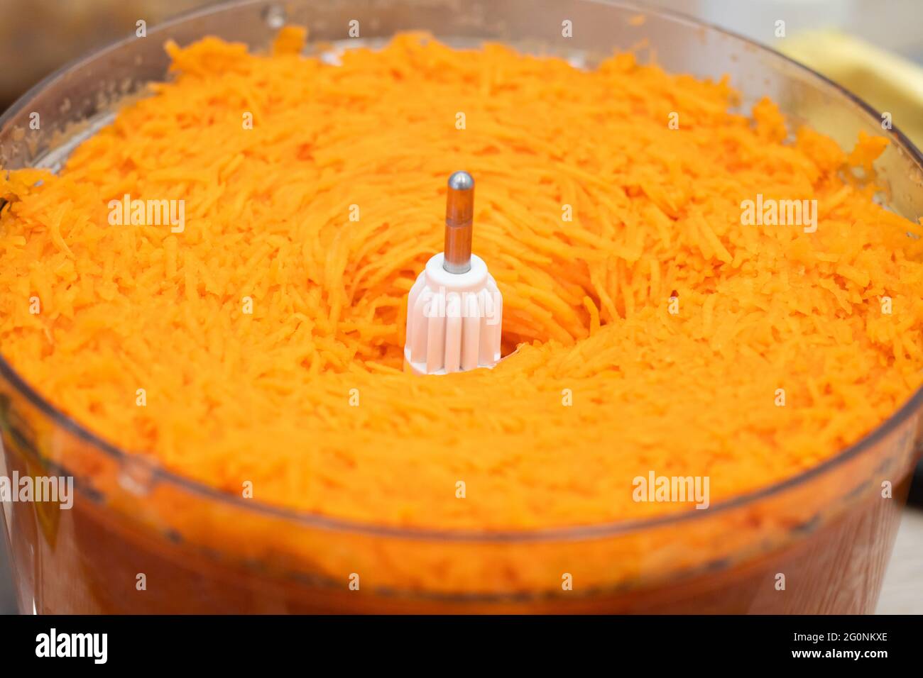 Chopping Carrots Fine Grater Using Electric Food Processor Stock Photo by  ©andreygonchar 350936044