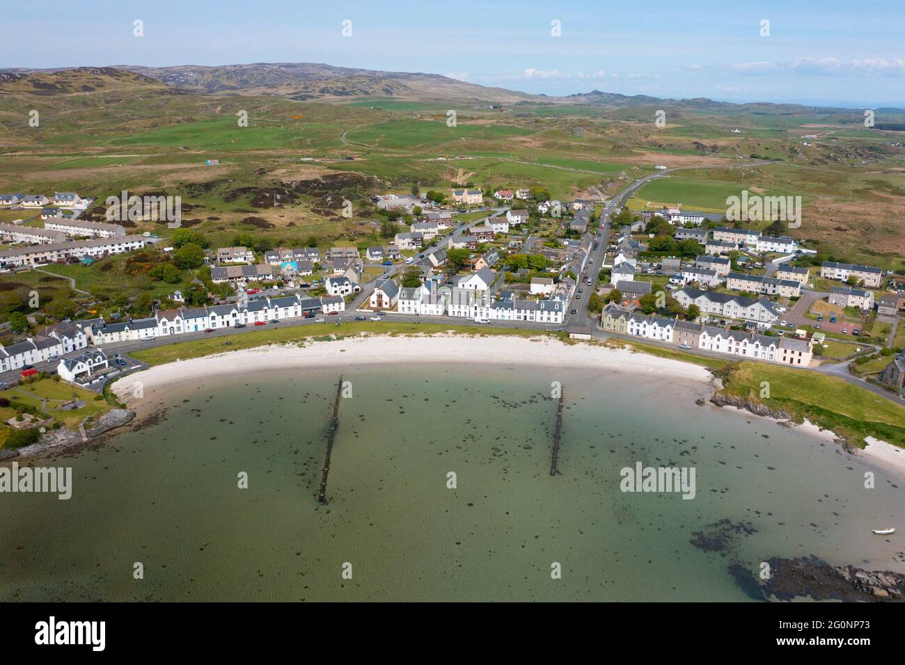 Aerial view of village of Port Ellen on Islay in Inner Hebrides, Scotland,UK  Stock Photo - Alamy