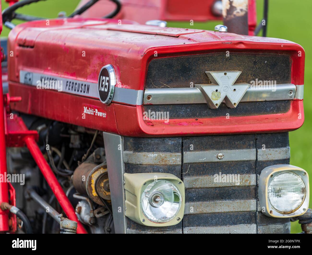 Massey Ferguson 135 Tractor detail - Produced between 1964 and 1975 it was one of the most popular tractors of the era. Stock Photo
