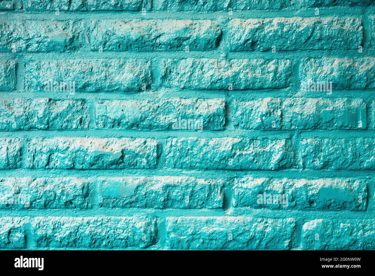 Turquoise or Auqua mint green brick wall background texture modern