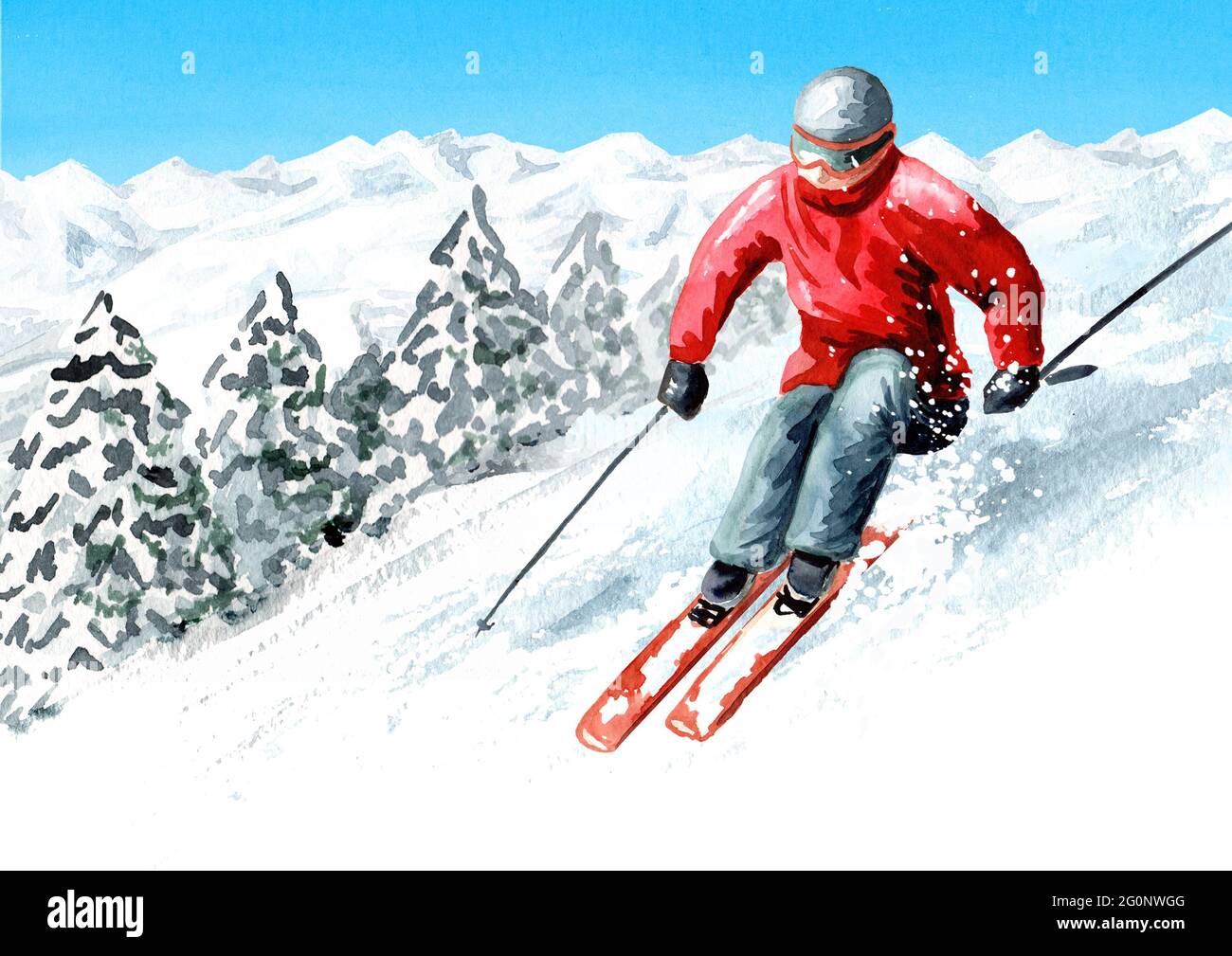 Hand drawn skier hi-res stock photography and images - Alamy