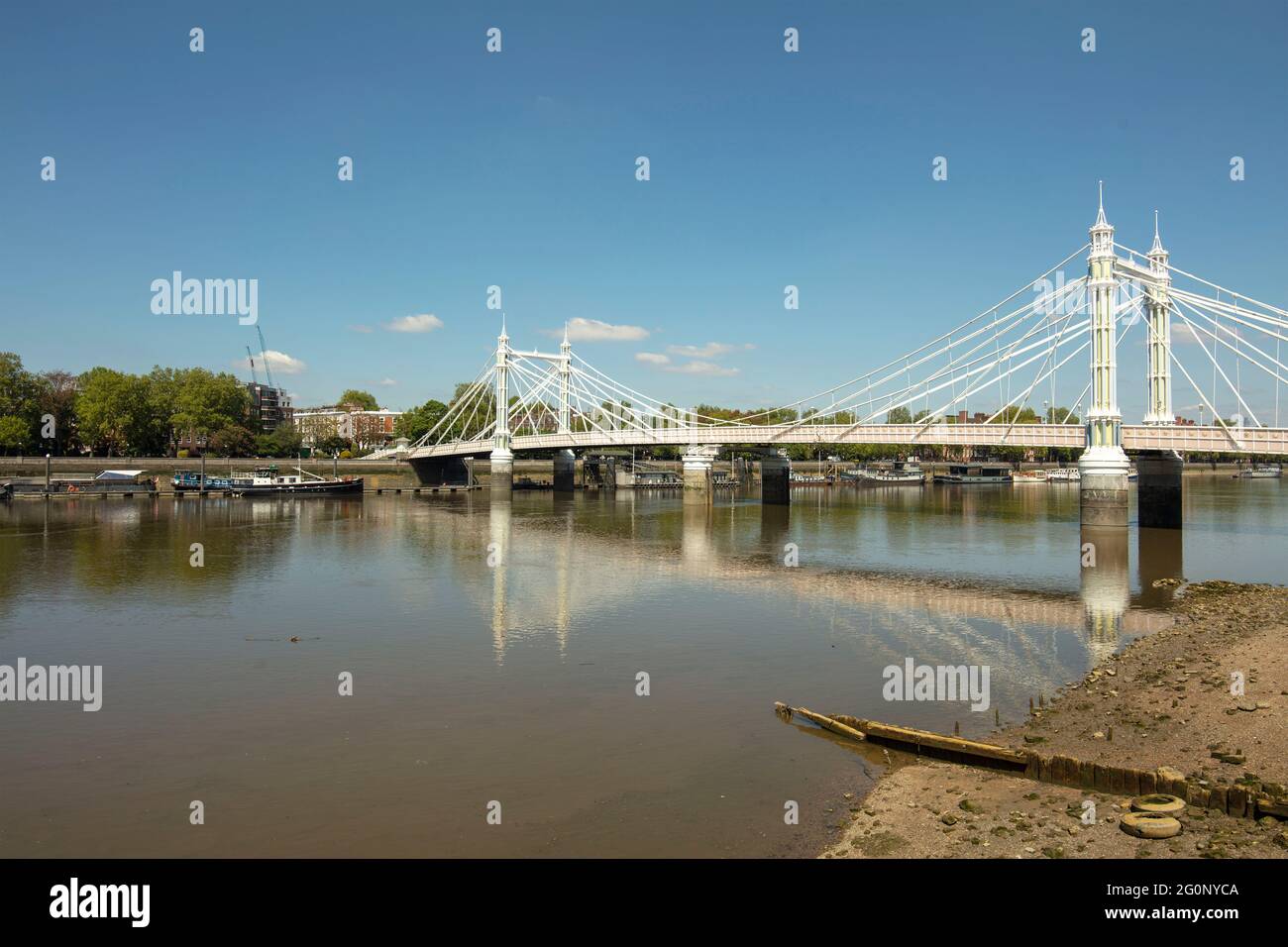 Albert Bridge from Battersea looking across the river Thames towards