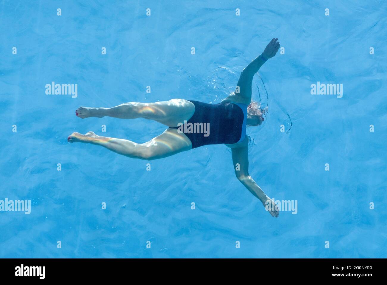 Swimmers use Sky Pool first floating Swimming Pool, London, United