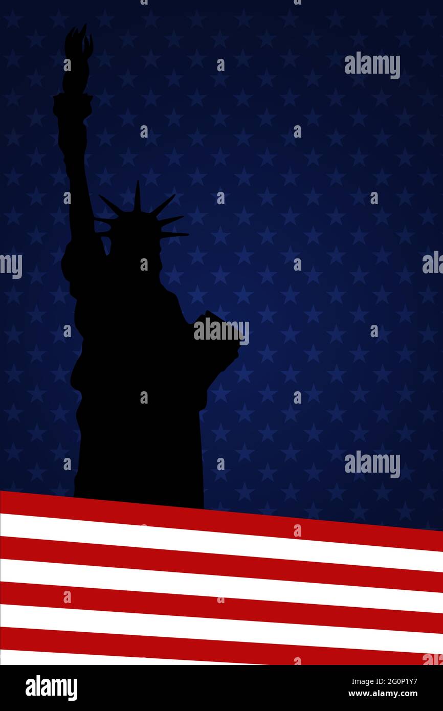 Illustration of USA banner background with Statue of Liberty and ...