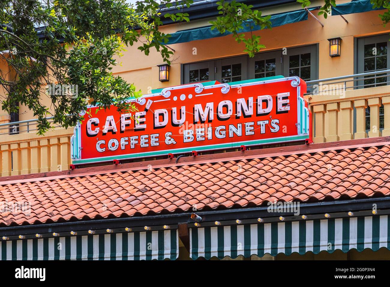 Cafe du Monde Coffee and Beignets location in New Orleans City Park, Louisiana, USA. Stock Photo