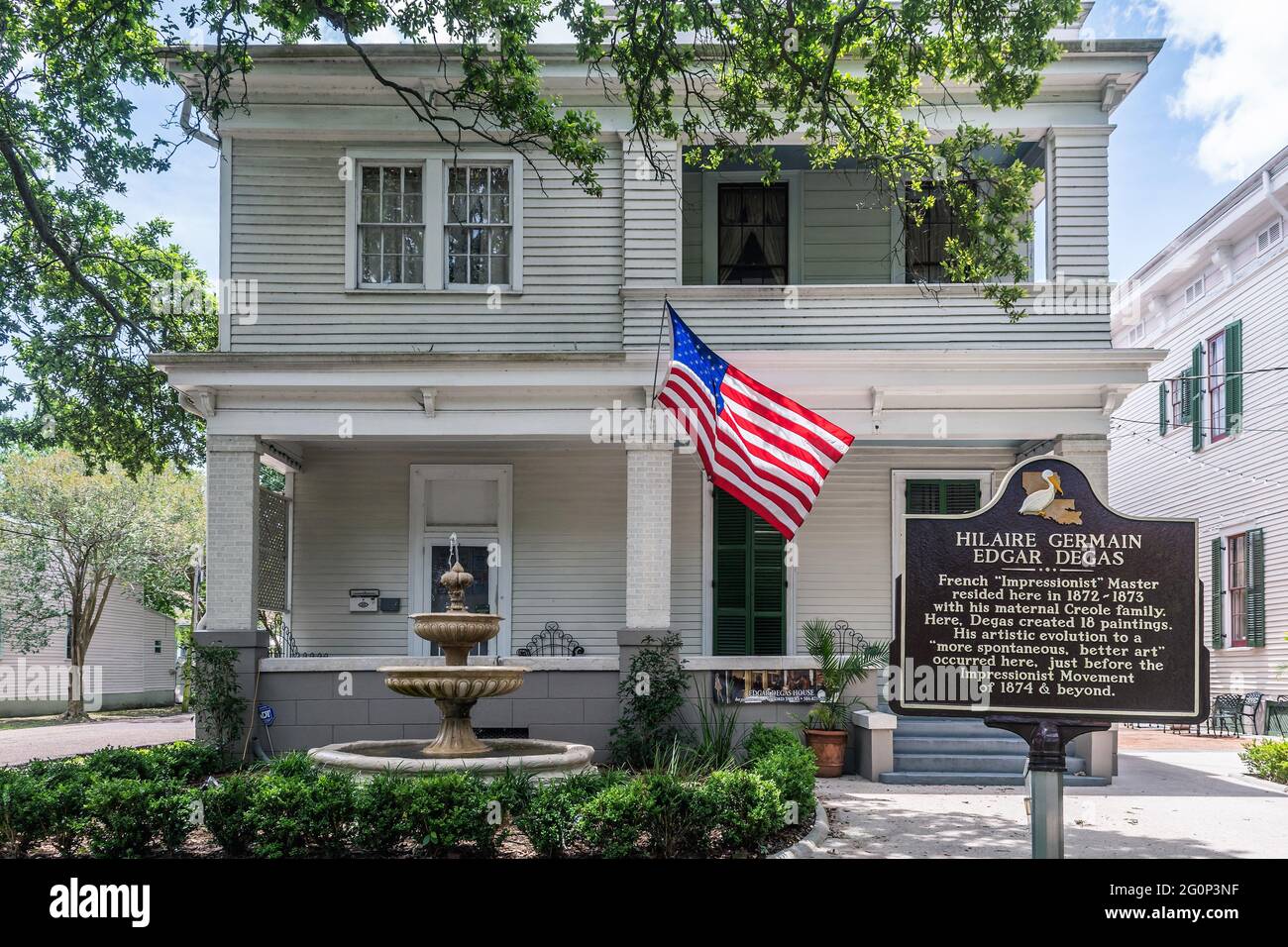 Edgar Degas home, 1872-1873, while living with his mother's family on Esplanade Avenue in New Orleans, Louisiana, USA. Stock Photo