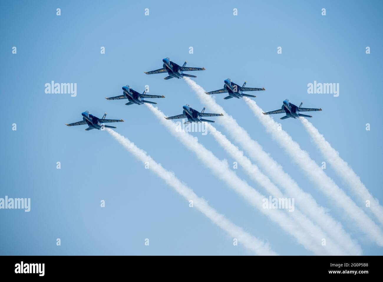 U.S. Naval Academy's 2021 Commissioning Week Blue Angels Fly Over Stock Photo
