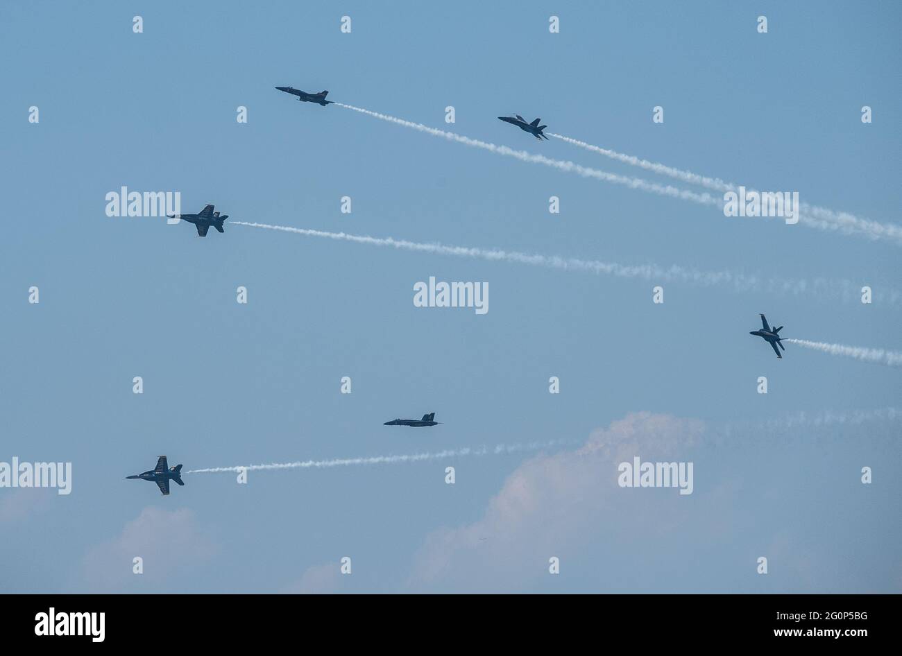 U.S. Naval Academy's 2021 Commissioning Week Blue Angels Fly Over Stock Photo