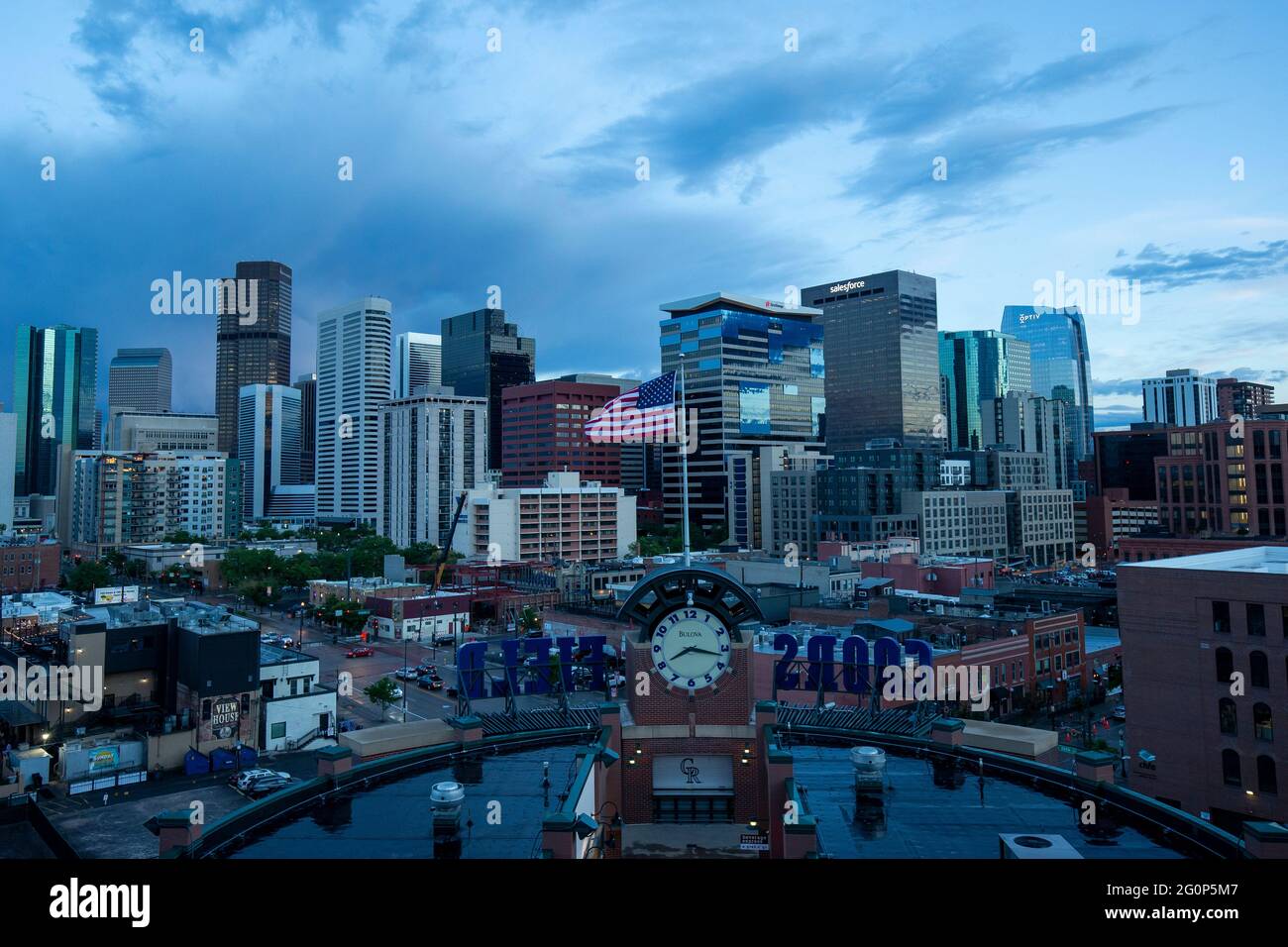 General view of Coors Field during an MLB regular season game between the  Texas Rangers and Colorado Rockies, Tuesday, June 1, 2021, in Denver.  (Brandon Sloter/Image of Sport/Sipa USA Stock Photo 