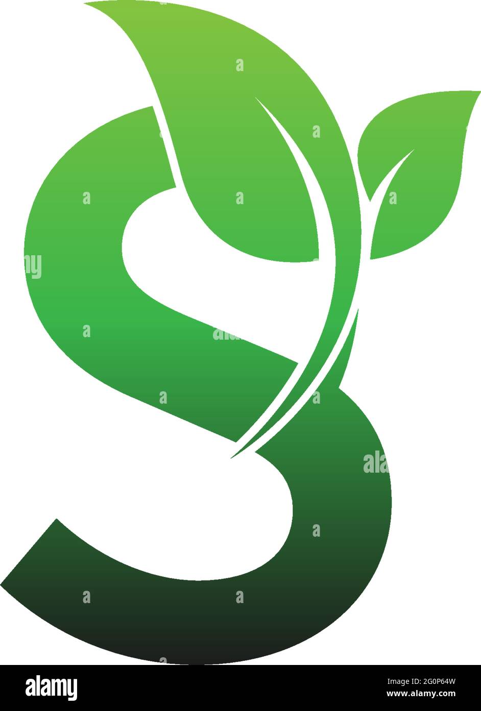 Letter S with green leafs icon logo design template illustration vector ...