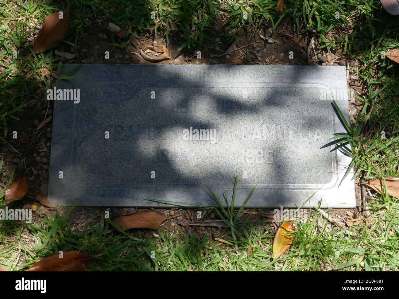 Santa Ana, California, USA 1st June 2021 A general view of atmosphere of Playmate/model Frances Anna Camuglia, aka Fran Gerard's Grave at Fairhaven Memorial Park on June 1, 2021 in Santa Ana, California, USA. Photo by Barry King/Alamy Stock Photo Stock Photo