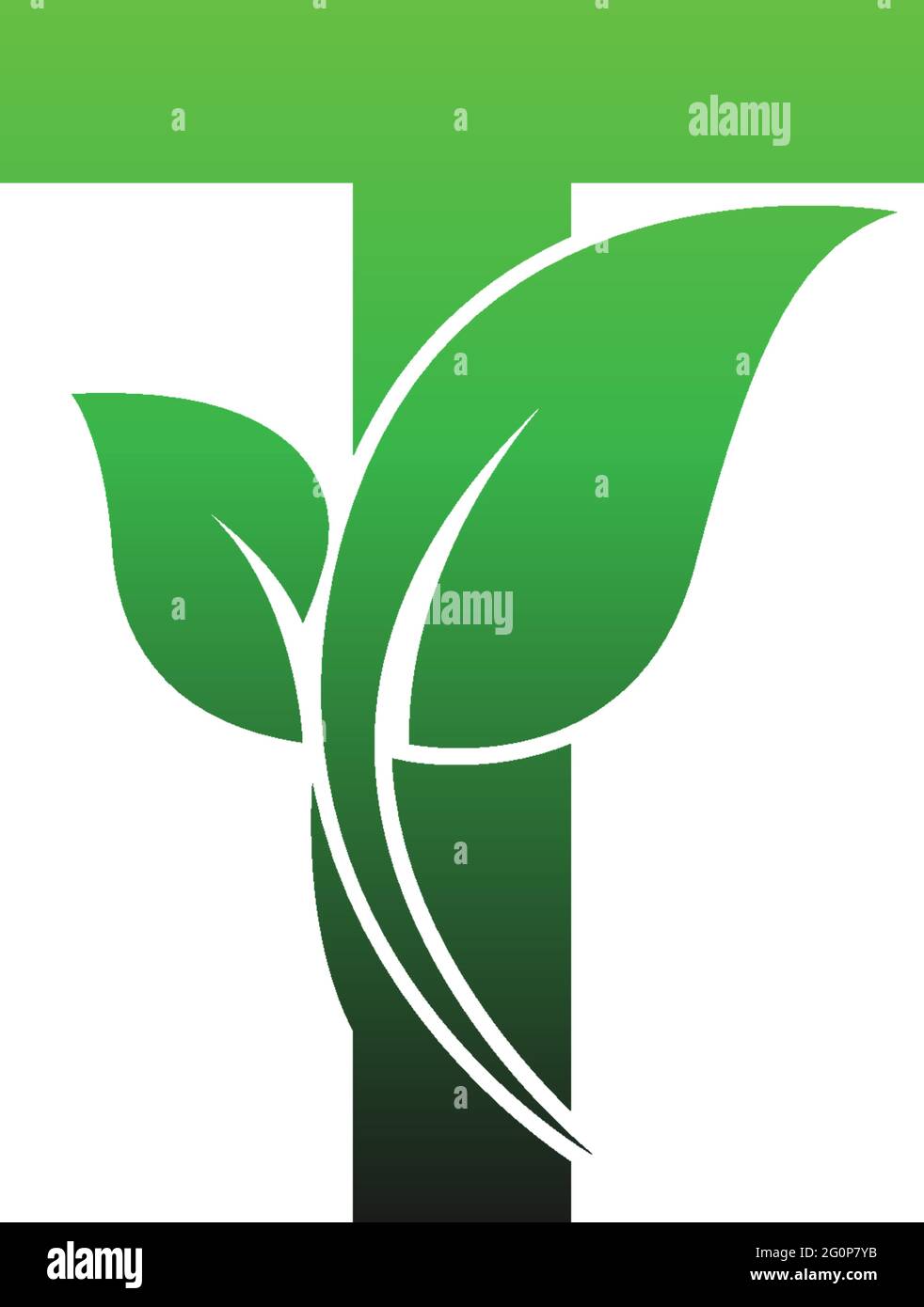 Letter T with green leafs icon logo design template illustration vector ...