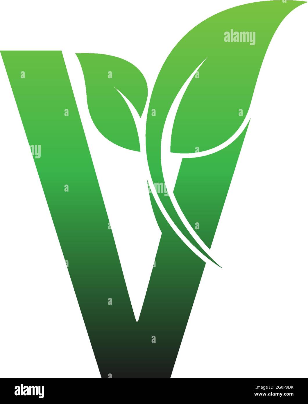 Letter V with green leafs icon logo design template illustration vector ...