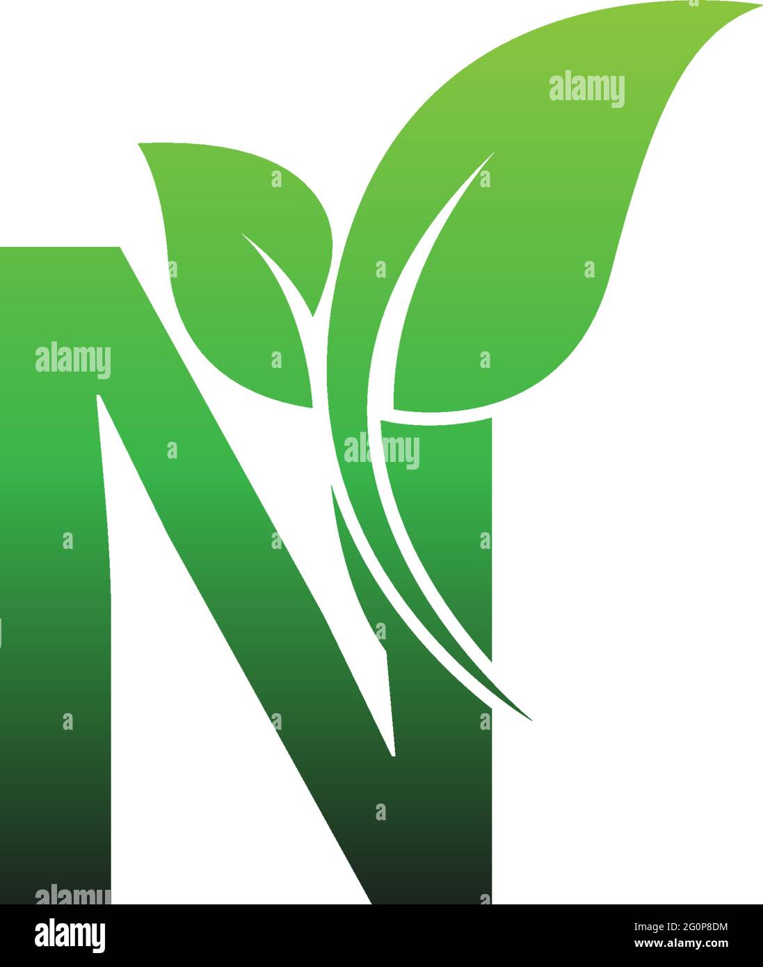 Letter N with green leafs icon logo design template illustration vector ...