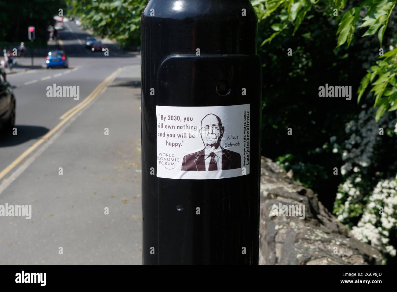 Political sticker by the White Rose in England Stock Photo