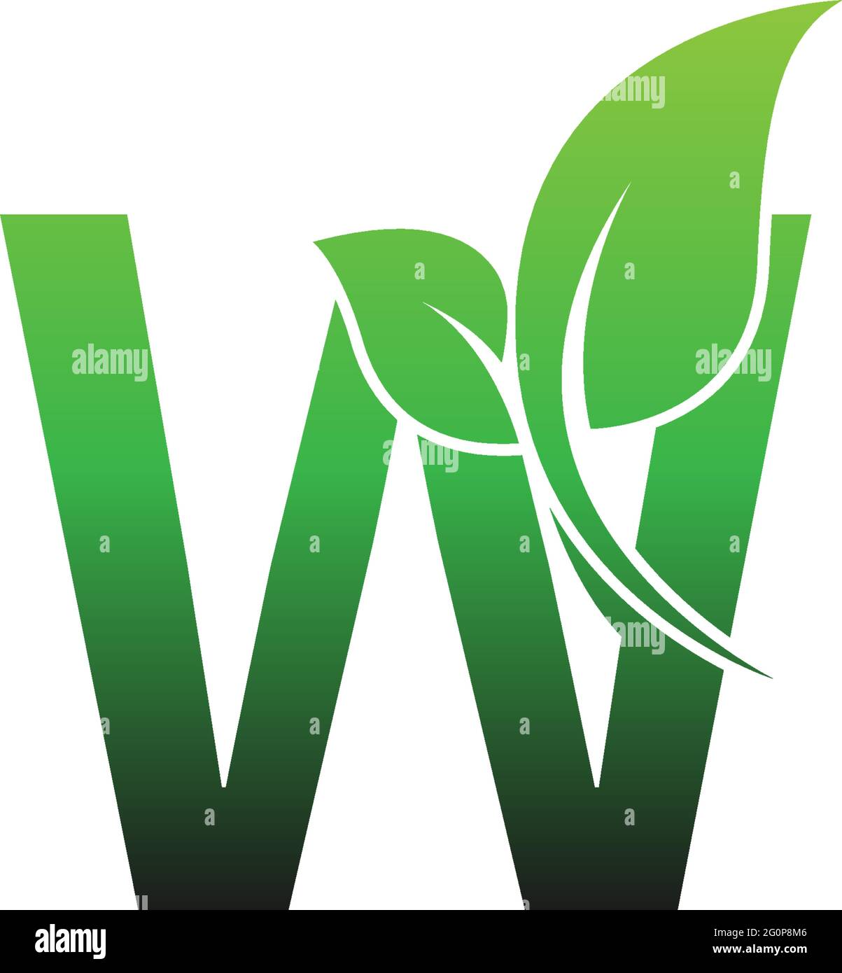 Letter W with green leafs icon logo design template illustration vector ...